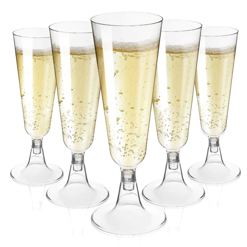 CALBODE 50 Pack New Clear Plastic Champagne Flutes5 OZ Disposable Plastic Champagne Glasses Plastic Mimosa Glasses Acrylic Wedding Toasting Glasses for New Year Birthday Cocktail Cups Bulk