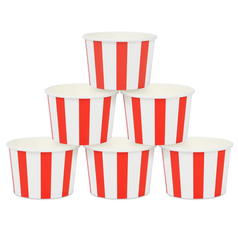 50 Red White Ice Cream Cups 9 Oz.Disposable Snack Treat Bowls Ice Cream Sundae Cups Circus Carnival Paper Dessert Containers for Hot or Cold Soup Yogurt Halloween Party Supplies