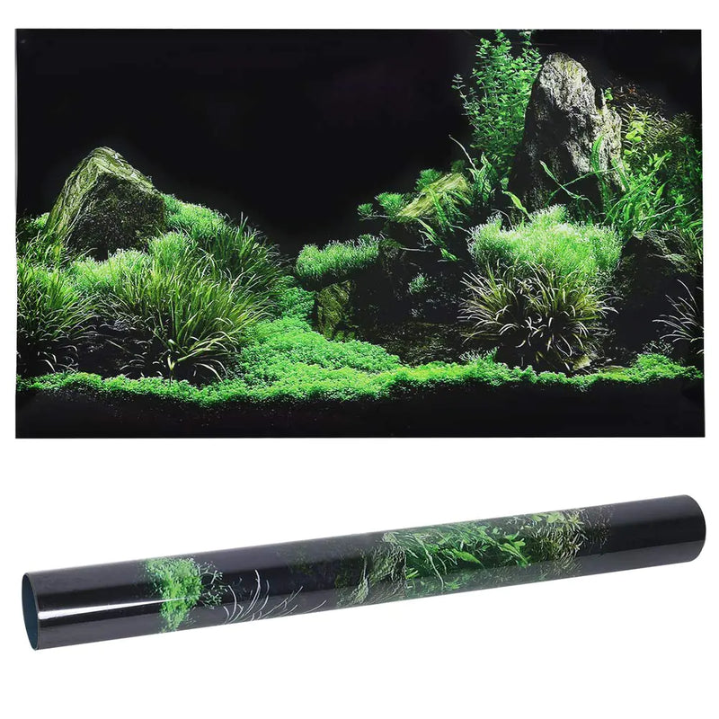 Aquarium Poster Seafloor Water Grass Fish Background Decoration 3D PVC Self Adhesive Fish Wallpaper Sticker for Aquarium Fish Decoration(48.0 x 18.1in)