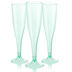 WDF 36 Pack Clear Green Plastic Champagne Flutes - 7OZ Green Champagne Flutes Plastic Champagne Glasses Disposable for Party & Wedding